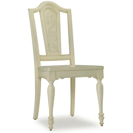 Creamy White Desk Chair with Decorative Back